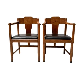 Two Art Deco Amsterdamse School Armchairs, by Frits Spanjaard, 1920s